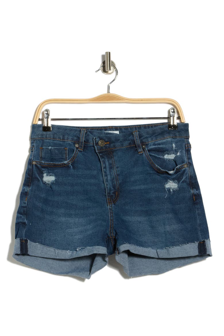 Distressed Cuff Shorts, Alternate, color, DARK WASH