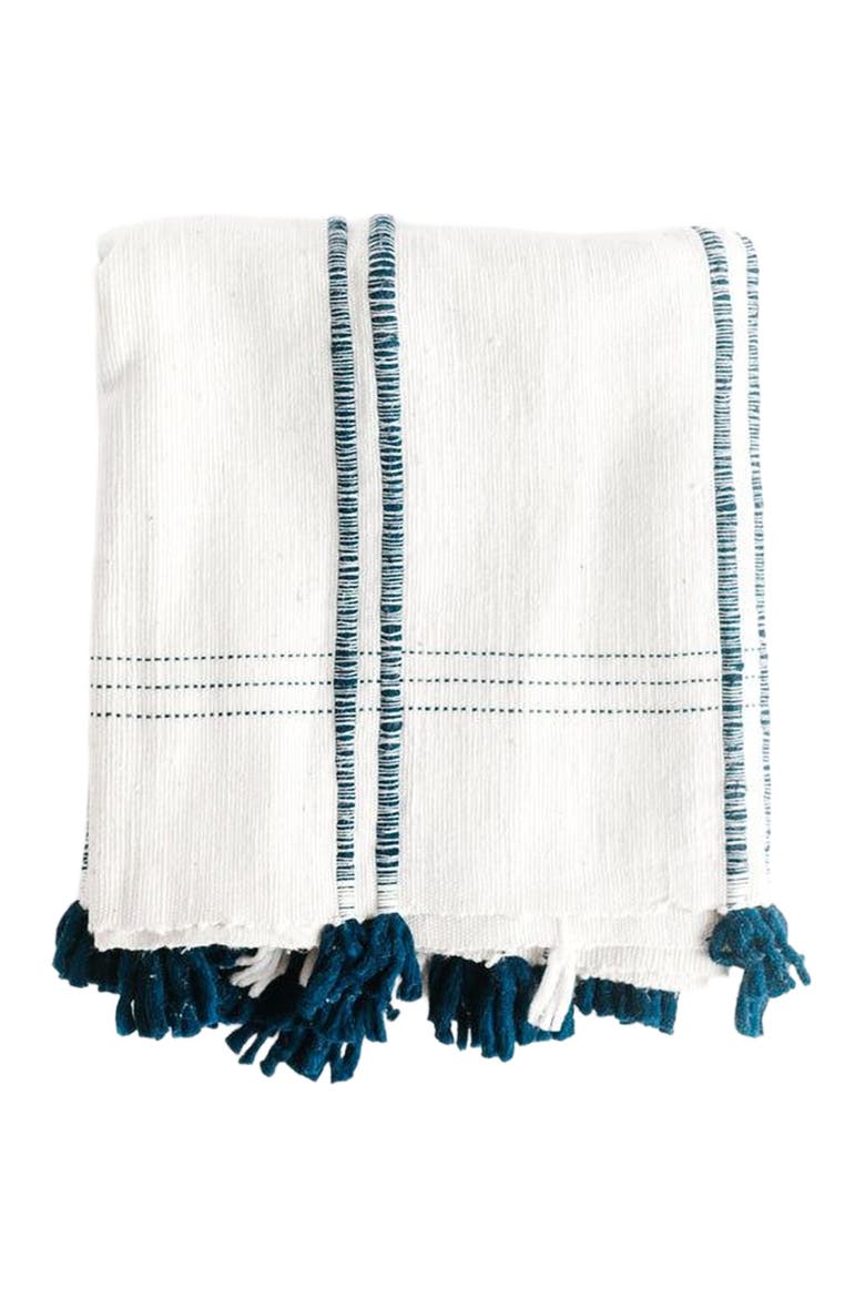 Ribbons Cotton Table Runner, Main, color, Navy
