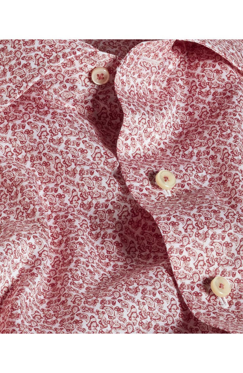 David Donahue Micropaisley Cotton Button-Up Shirt, Alternate, color, White/ Red