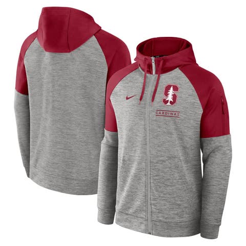 Men's Nike Heather Gray Stanford Cardinal Fitness Raglan Performance Full-Zip Hoodie