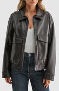 All in Favor Faux Leather Bomber Jacket