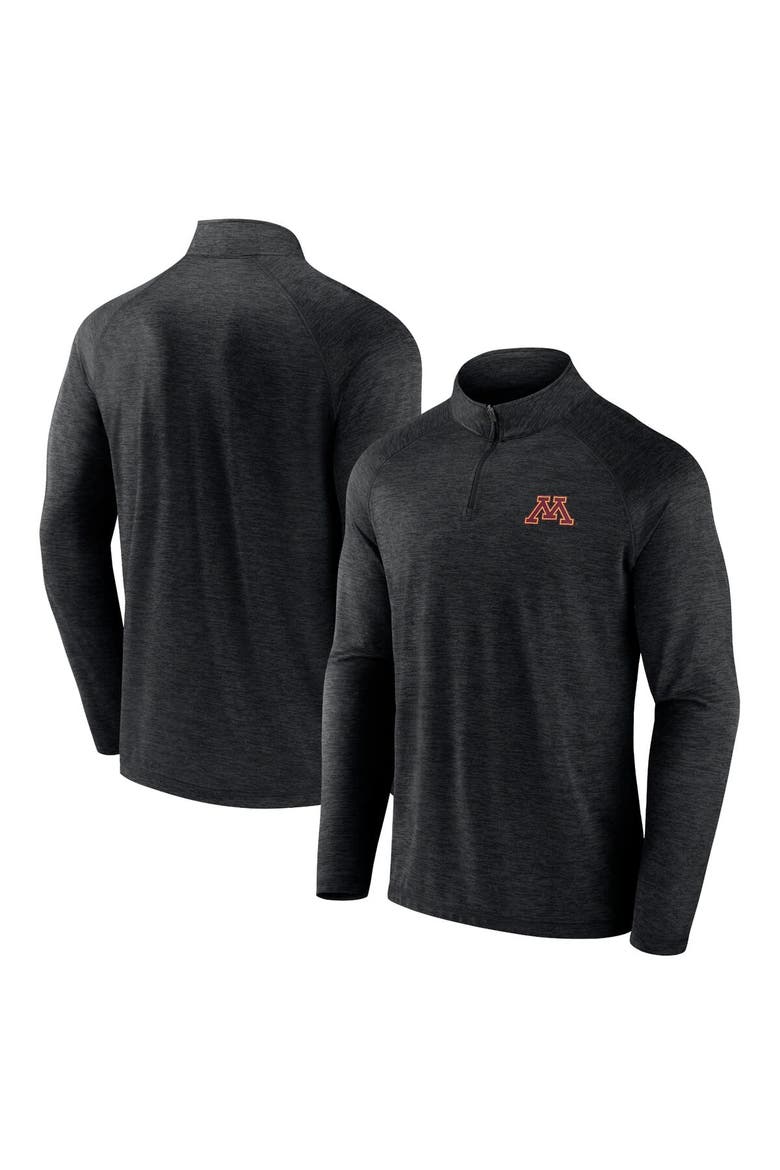Men's Fanatics Branded Charcoal Minnesota Golden Gophers Primary Logo Raglan Quarter-Zip Top, Main, color, Charcoal