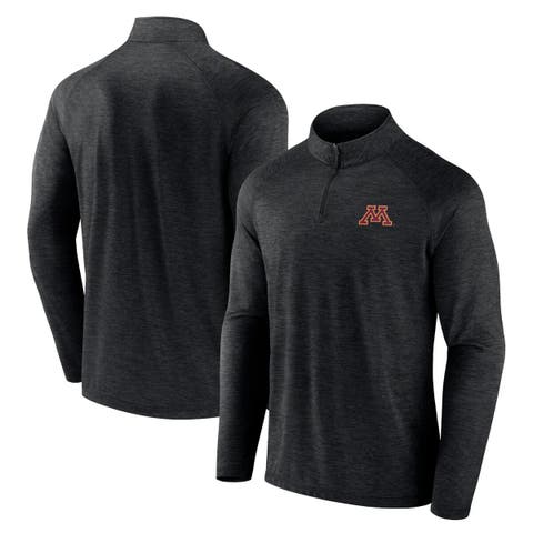 Men's Fanatics Branded Charcoal Minnesota Golden Gophers Primary Logo Raglan Quarter-Zip Top