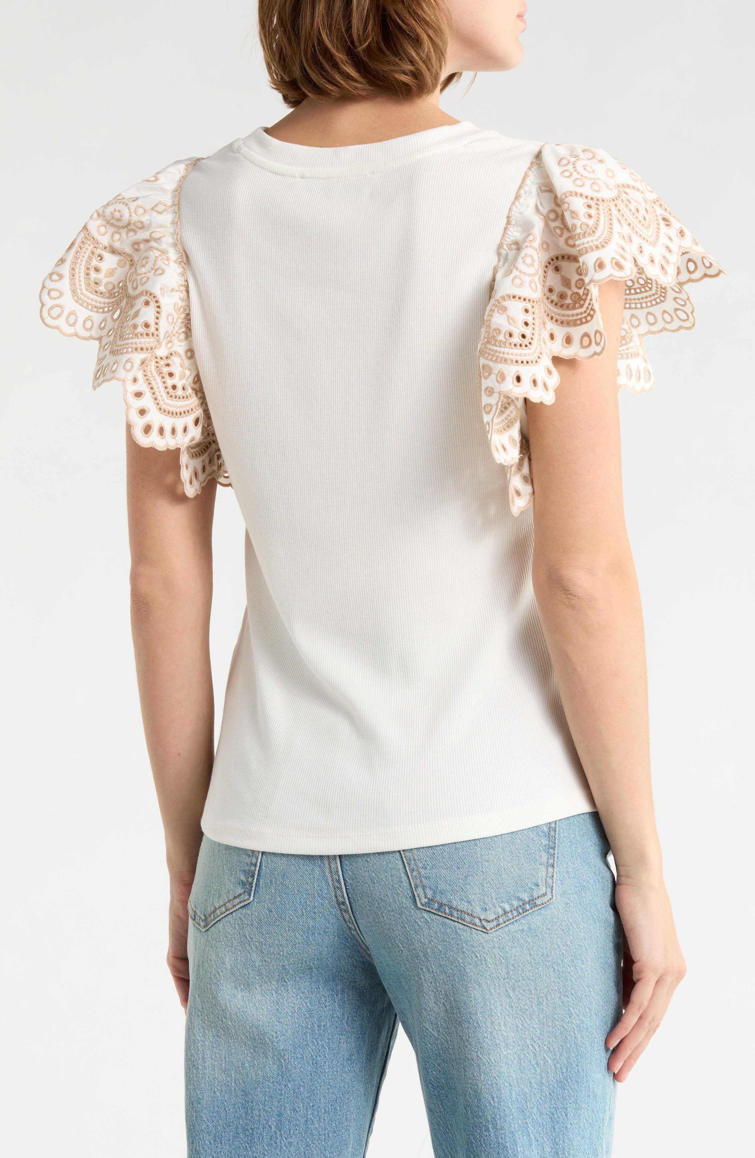 Embroidered Cap Sleeve Top - image 2