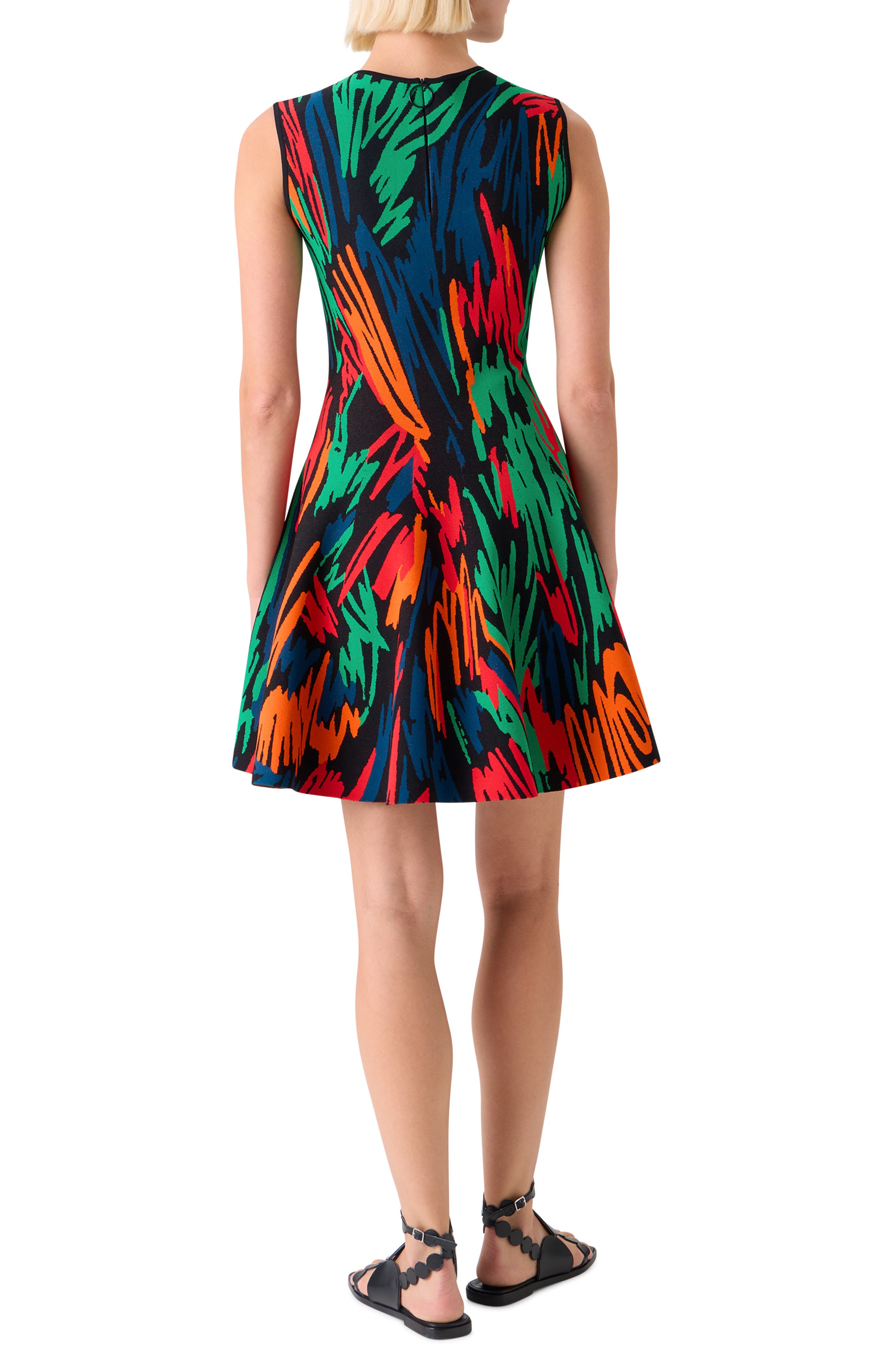 Oversize Scribble Jacquard Knit Fit & Flare Dress - image 2