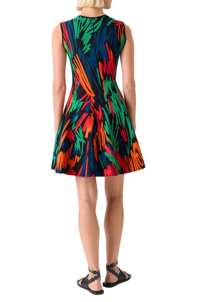 Akris punto Oversize Scribble Jacquard Knit Fit & Flare Dress, Alternate, color, Black-Multi