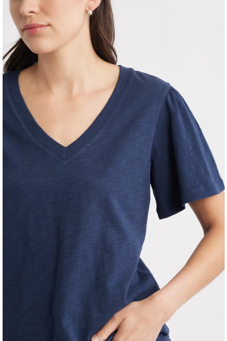 Bell Sleeve V-Neck T-Shirt, Alternate, color, NAVY STILL
