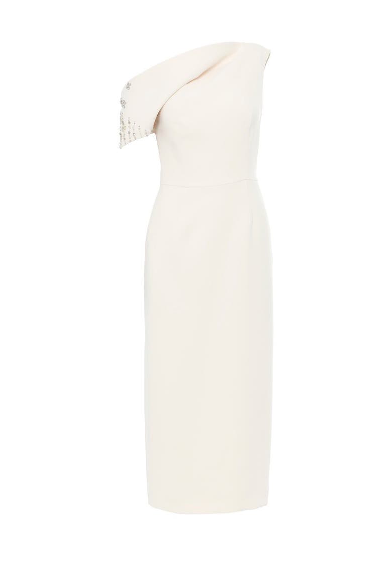 Beaded Embellished One-Shoulder Maxi Dress, Main, color, Beige