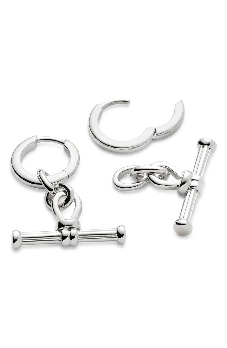 Missoma Ridge T-Bar Drop Hoop Earrings, Alternate, color, Silver