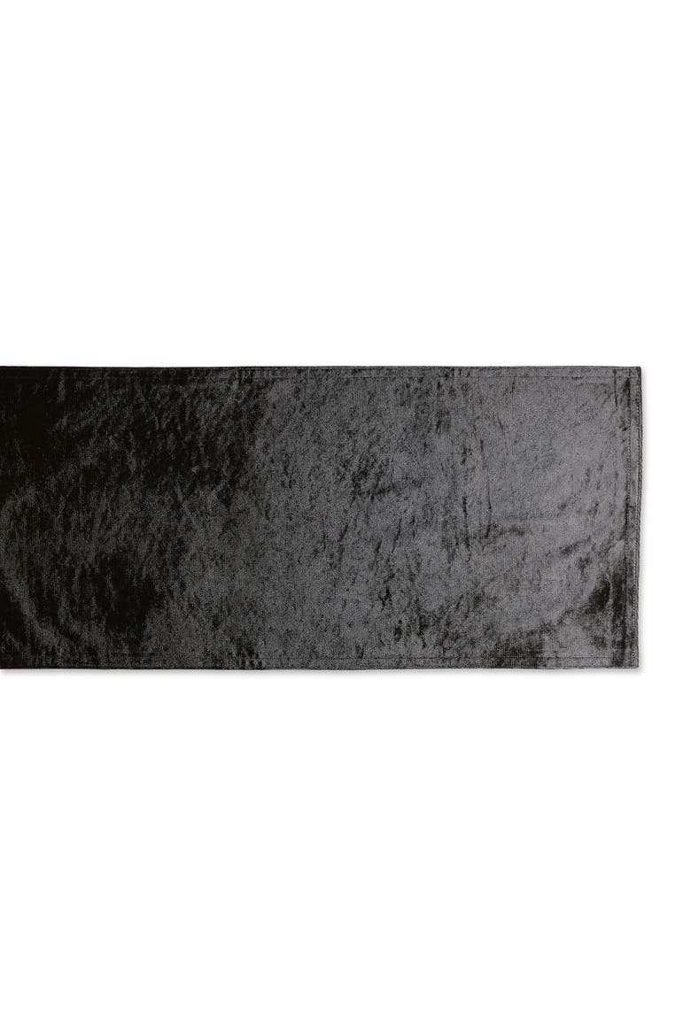 Decorative Velvet Table Runner, Alternate, color, Black