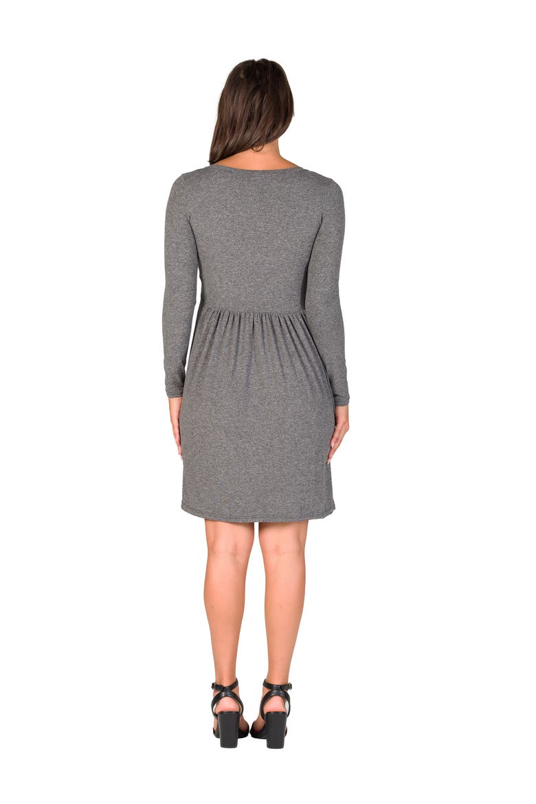 Long Sleeve Babydoll Knee Length Dress, Alternate, color, Smoke