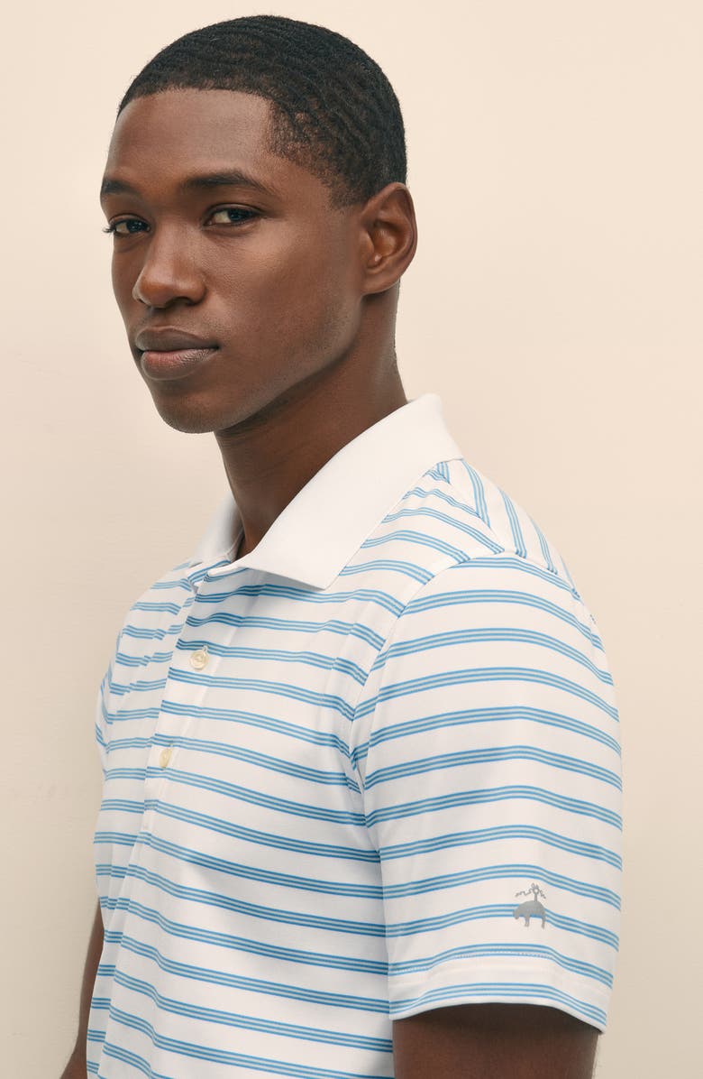 Brooks Brothers Performance Series Microstripe Jersey Polo, Alternate, color, White Multi