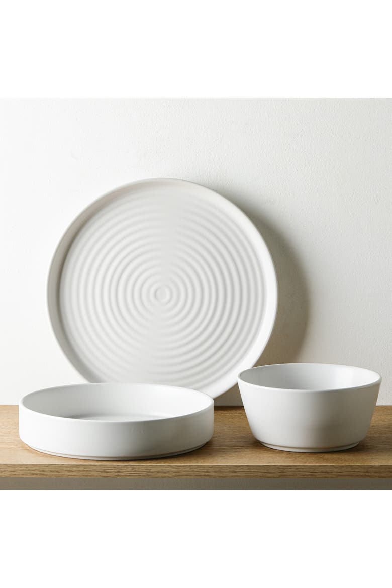 Elica Stoneware 24-Piece Dinnerware Set, Alternate, color, White