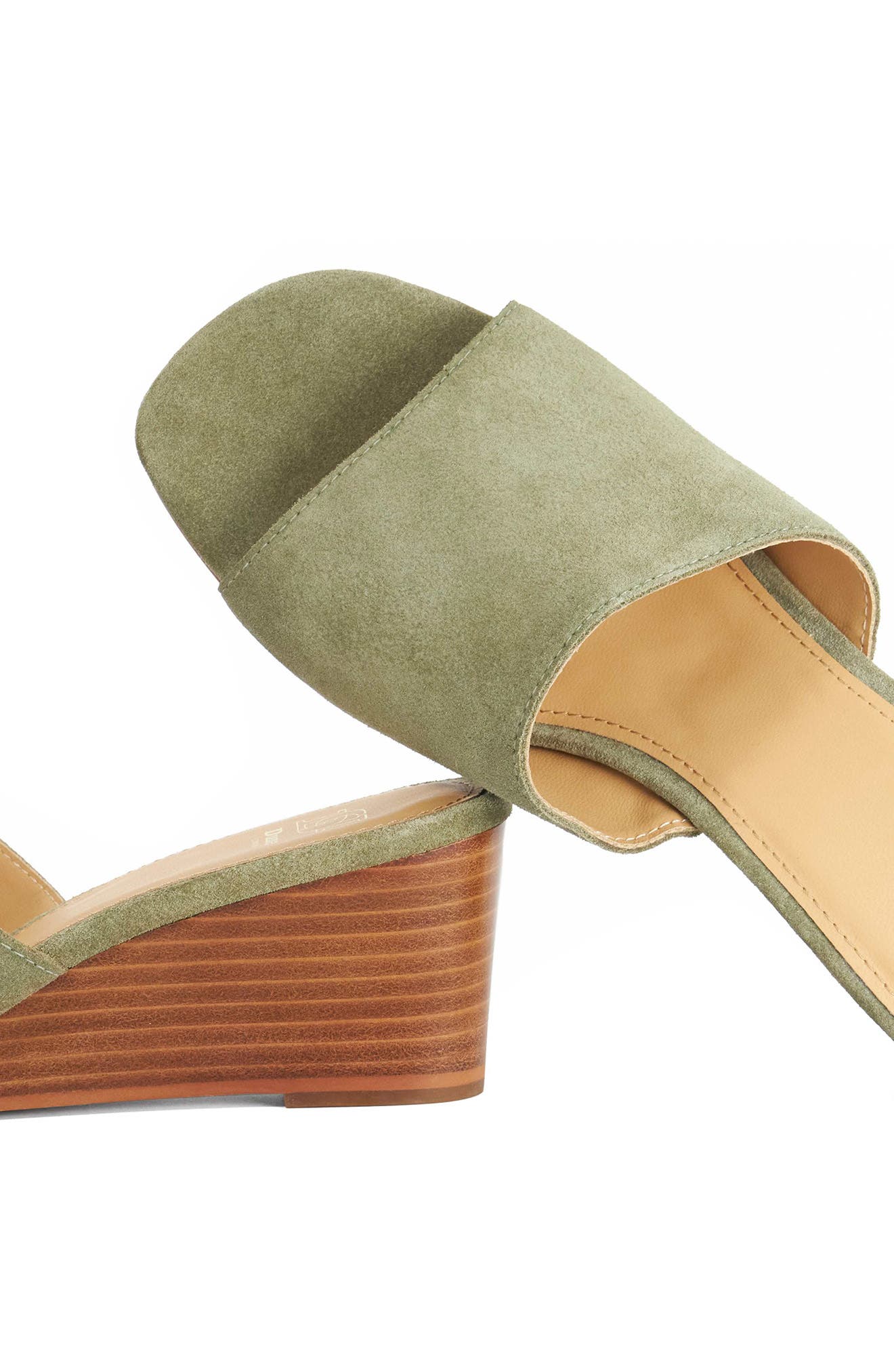 Kaydee Wedge Slide Sandal, Alternate, color, SAGE SUEDE