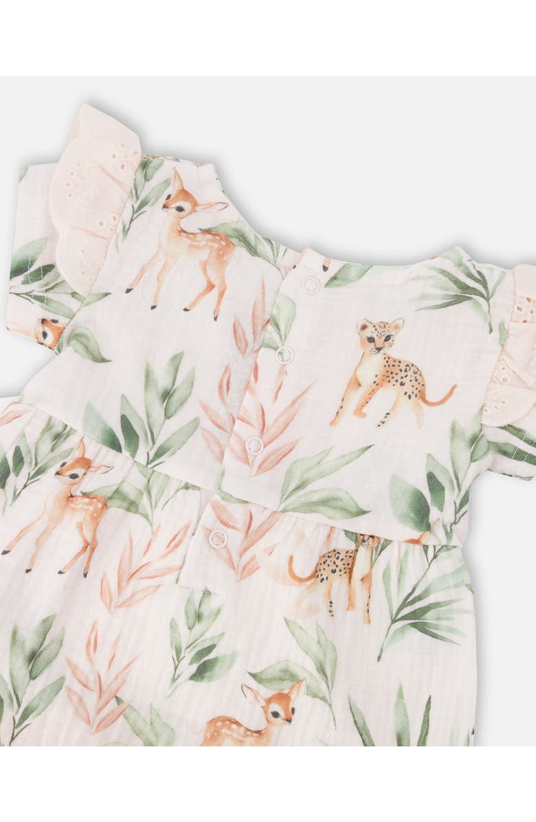 Deux par Deux Muslin Tunic and Pointelle Leggings Set Peach Deer Print, Alternate, color, Peach Deer Print & Green