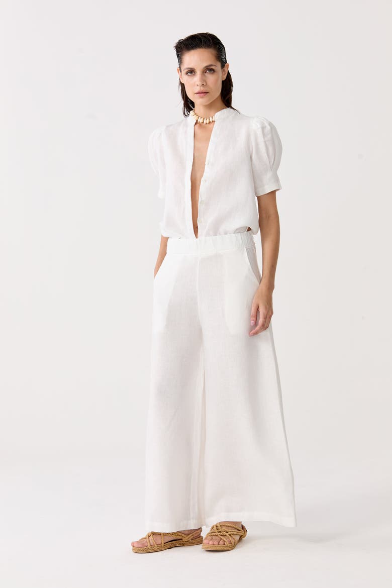 Athina Linen Shirt, Alternate, color, Off White