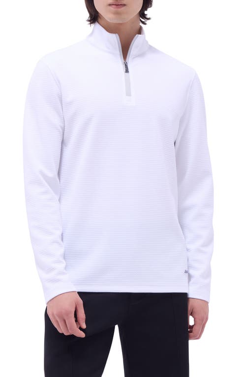 Bugatchi Waffle Knit Quarter Zip Performance Pullover In White