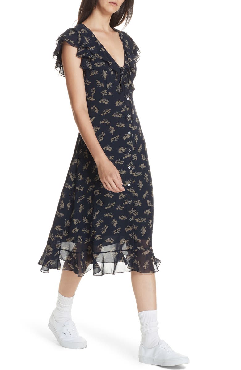 Polo Ralph Lauren Ruffled Floral Midi Dress, Alternate, color,