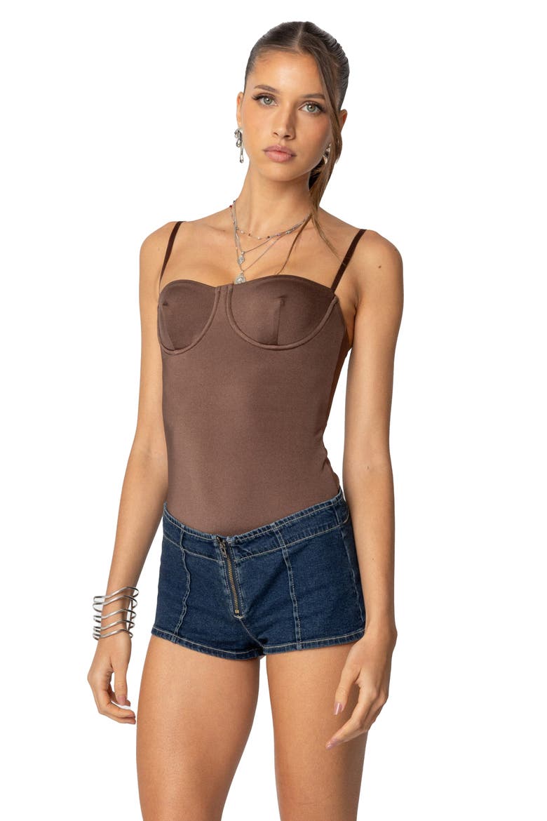 Laurel Bustier Bodysuit, Alternate, color, BROWN