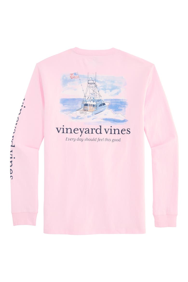 Shining Sea Long Sleeve Cotton Graphic Pocket T-Shirt, Alternate, color, PINK DRINK