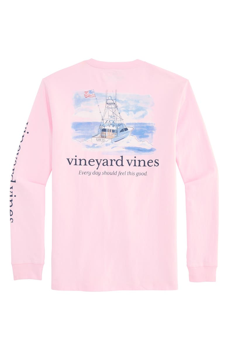 vineyard vines Shining Sea Long Sleeve Cotton Graphic Pocket T-Shirt, Alternate, color, Pink Drink