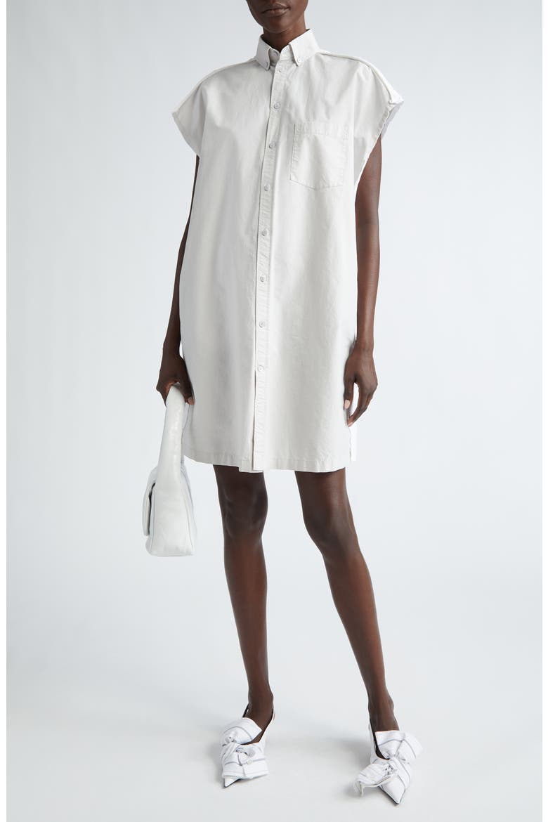 Logo Hybrid Sleeveless Shirtdress, Main, color, DIRTY WHITE