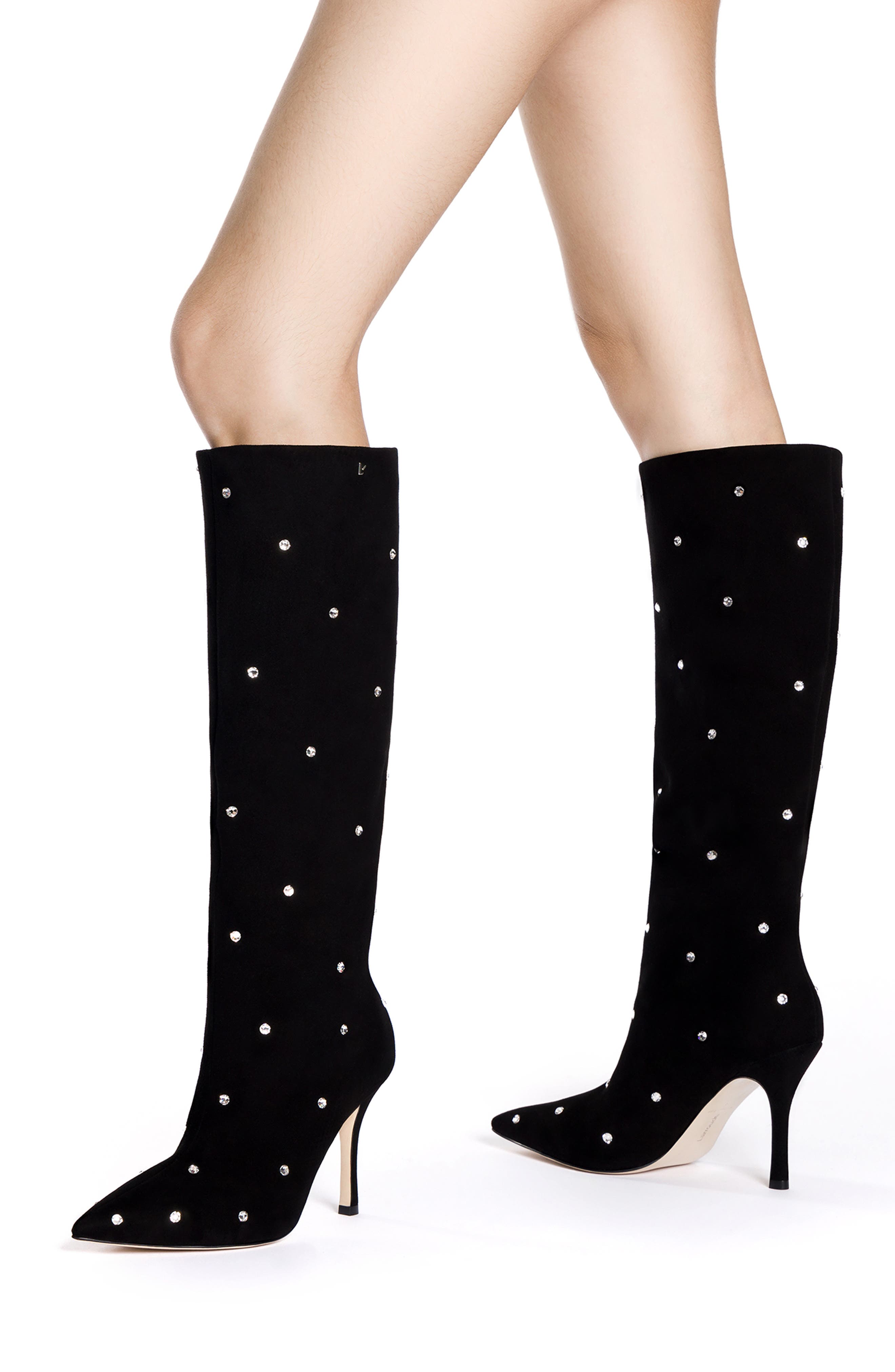 Larroudé Kate Swarovski<sup>®</sup> Crystal Embellished Pointed Toe Knee High Boot, Alternate, color, 