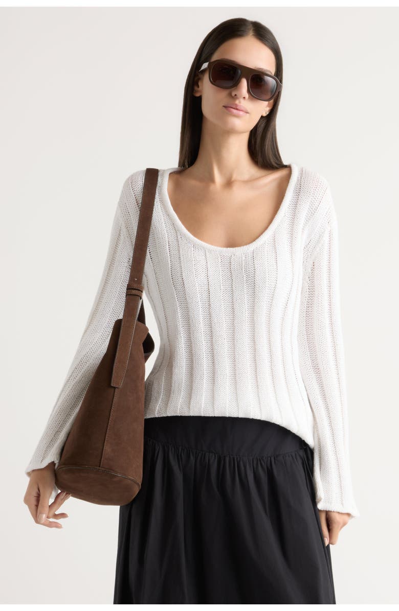Modern Citizen Leah Ribbed Scoop-Neck Sweater, Main, color, White