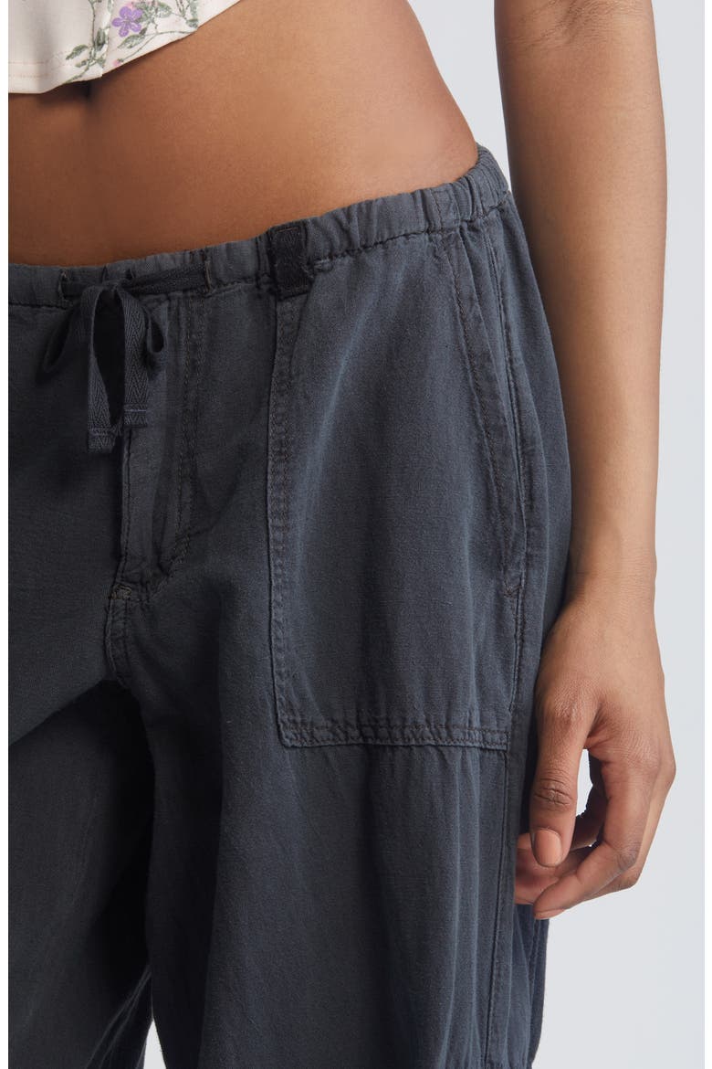 Cocoon Cotton & Linen Cargo Pants, Alternate, color, BLACK