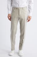 Canali Trim Fit 5-Pocket Slub Linen & Wool Dress Pants
