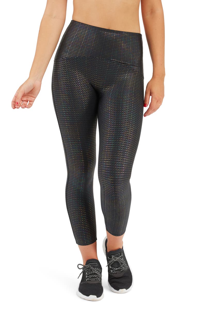 SPANX<sup>®</sup> Metallic Dot Print Active 7/8 Leggings, Main, color,
