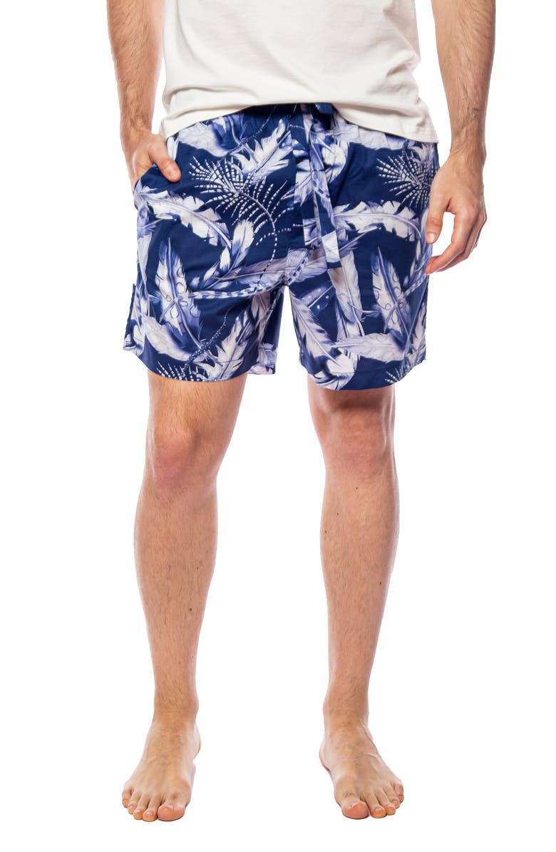 The Lazy Poet Plume Leaf Print Pajama Shorts, Main, color,