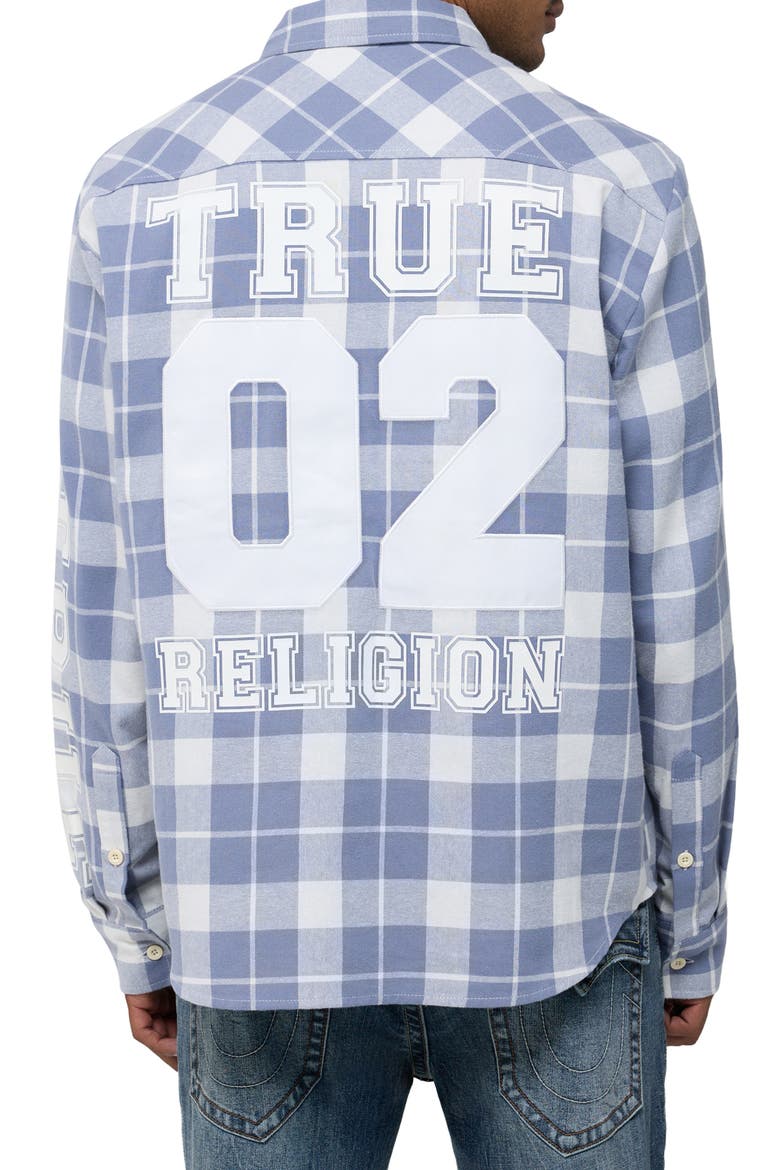 Plaid Cotton Flannel Shirt, Alternate, color, BLUE/ NATURAL