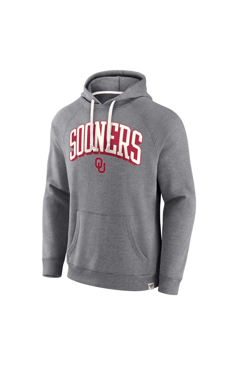 FANATICS Men's Fanatics Heather Gray Oklahoma Sooners True Classics On Deck Raglan Fleece Pullover Hoodie, Alternate, color, Heather Gray