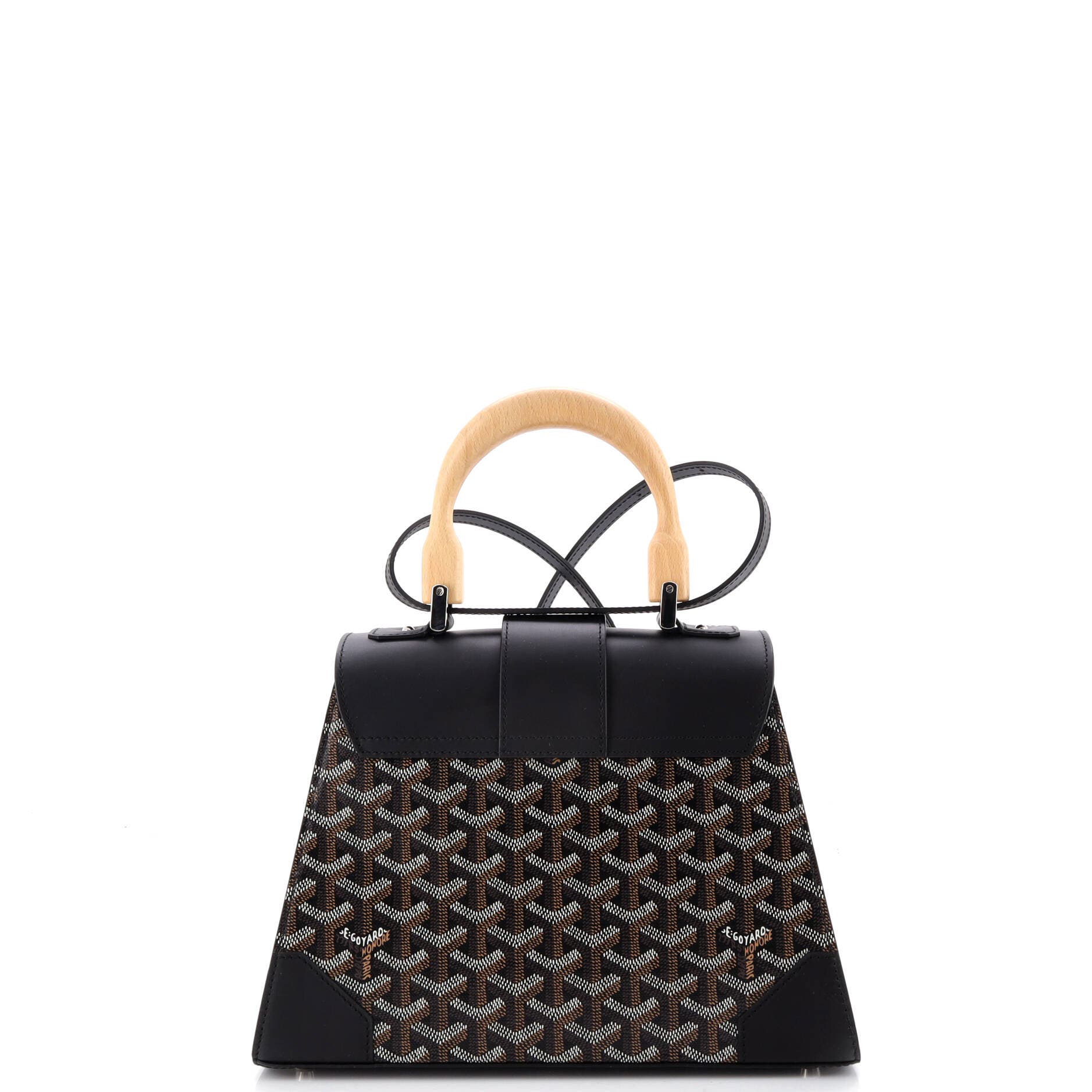 Pre-Owned Goyard Saigon Top Handle Bag Coated Canvas with Leather PM, Alternate, color, Black