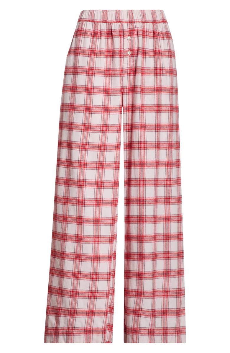 Open Edit Flannel Boxer Pajama Pants, Alternate, color, Pink- Red Gifting Plaid