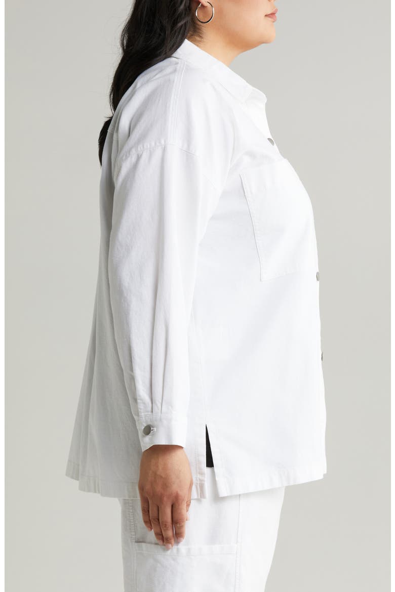 Boxy Stretch Organic Cotton & Hemp Shirt Jacket, Alternate, color, WHITE