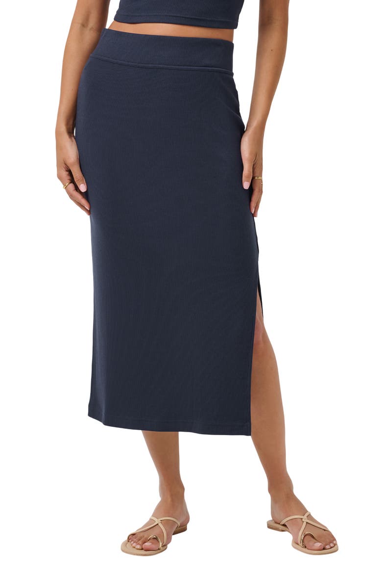 Cloud Rib Midi Skirt, Main, color, NAVY BLAZER
