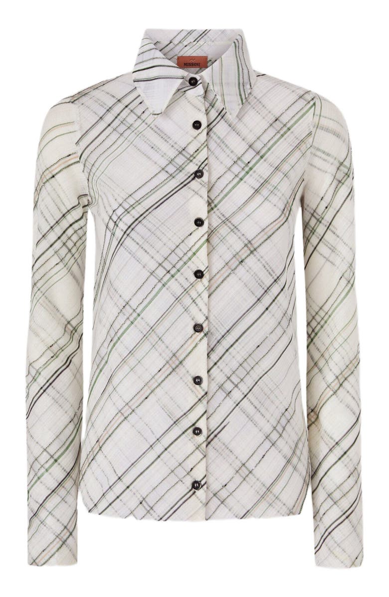 Missoni Tartan Criss-cross Shirt, Alternate, color, White