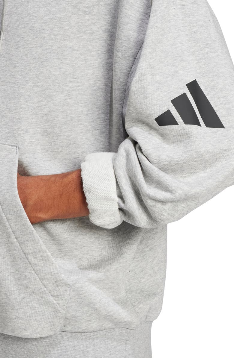 adidas Essentials Loose 3-Bar Hoodie, Alternate, color, Medium Grey Heather/ Black
