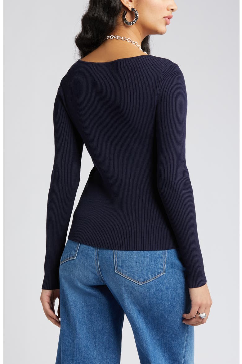 Sweetheart Neck Rib Top, Alternate, color, NAVY BARITONE