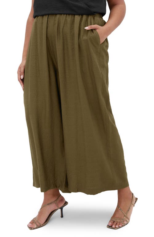 City Chic Sasha Wide Leg Pull-on Pants In Green