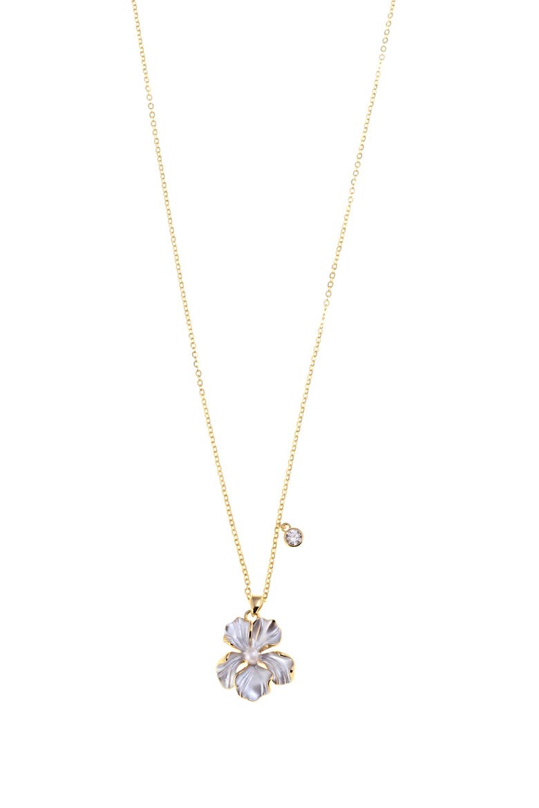 White Flower Necklace, Main, color, Silver Gold Plated