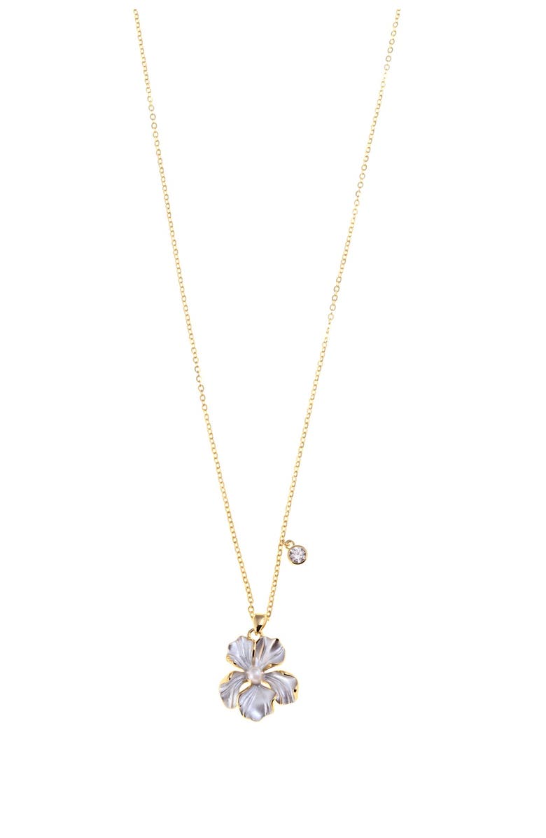 Arte Nova Jewellery White Flower Necklace, Main, color, Silver Gold Plated