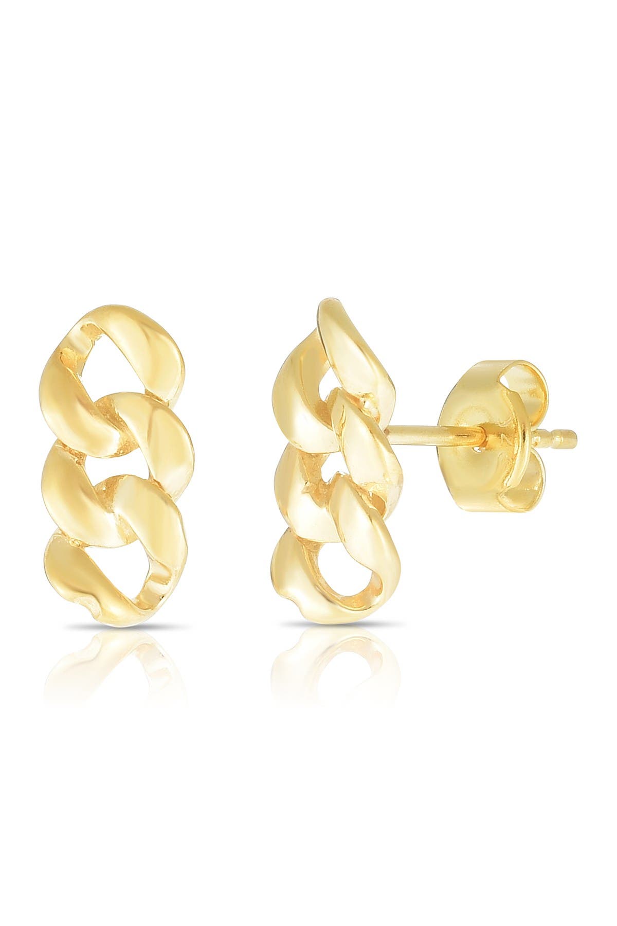 14K Gold Plated Sterling Silver Link Stud Earrings