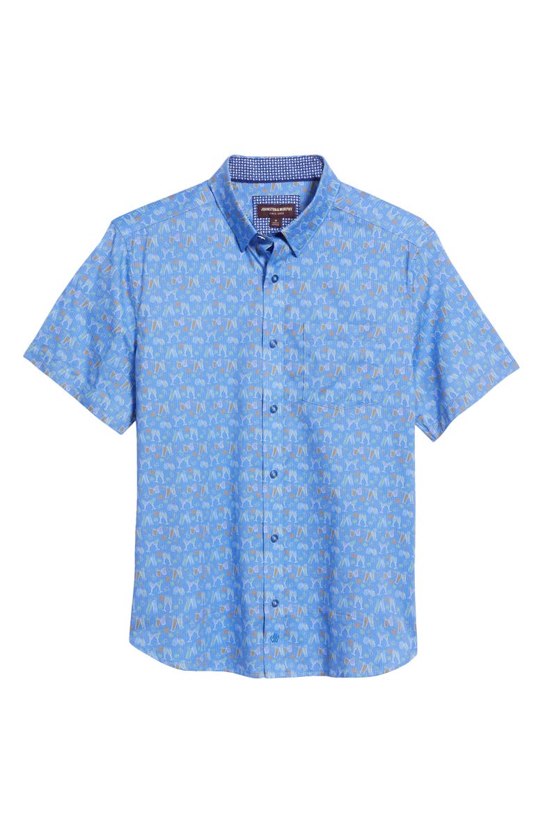 Johnston & Murphy Cocktail Print Short Sleeve Button-Up Shirt, Alternate, color, 
