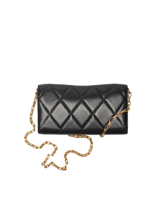 Burberry Rocking Horse Chain Strap Wallet In Black/gold