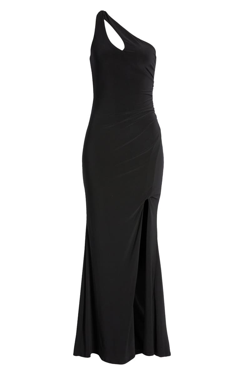Jump Apparel One-Shoulder Side Slit Trumpet Gown, Alternate, color, 