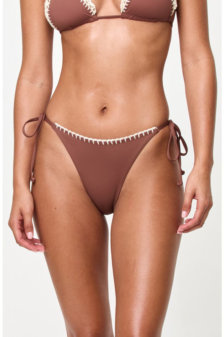 Samba Full Coverage Tie Side Bikini Bottoms, Main, color, CAFE