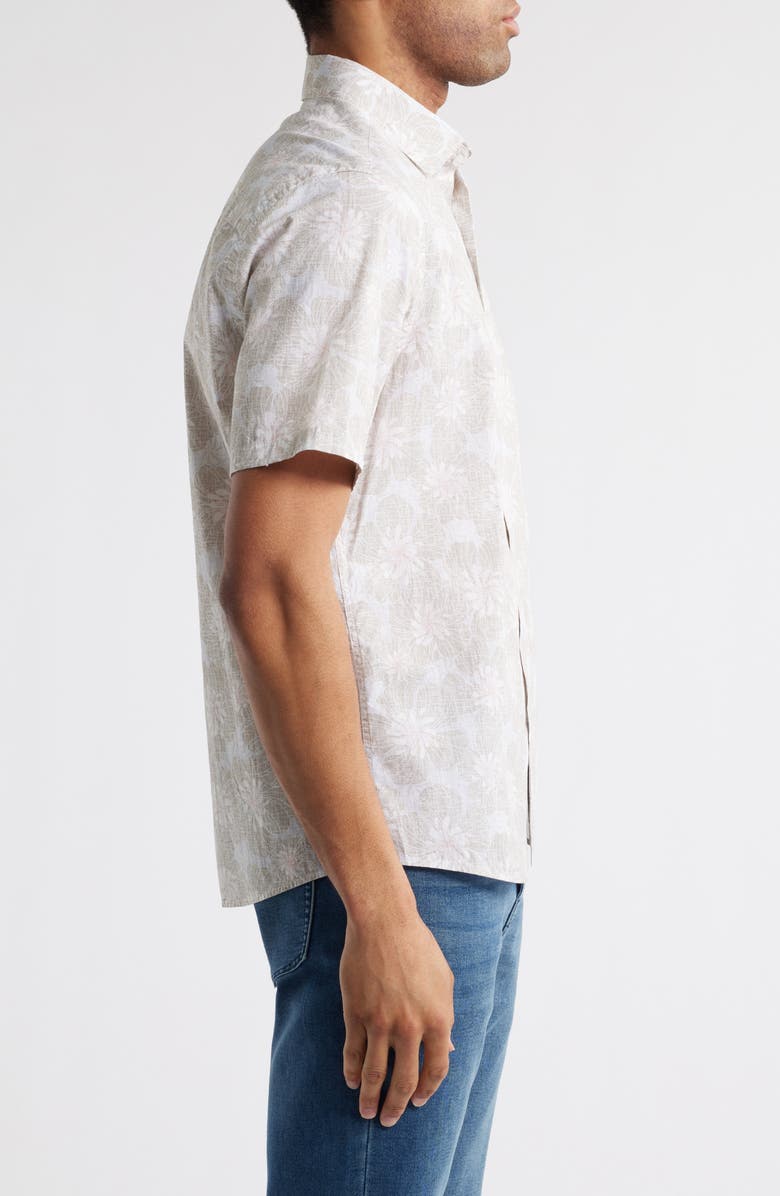 Robert Barakett Floral Short Sleeve Button-Up Shirt, Alternate, color, Tan